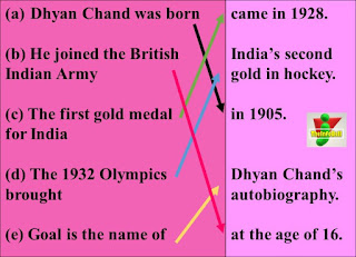 match the following, class 6, lesson 3, question 3