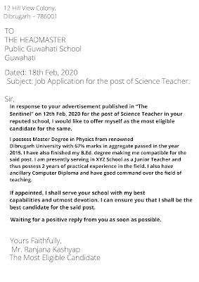 AHSEC | Job Application Writing for Class 11 | HS 1st Year | English Grammar